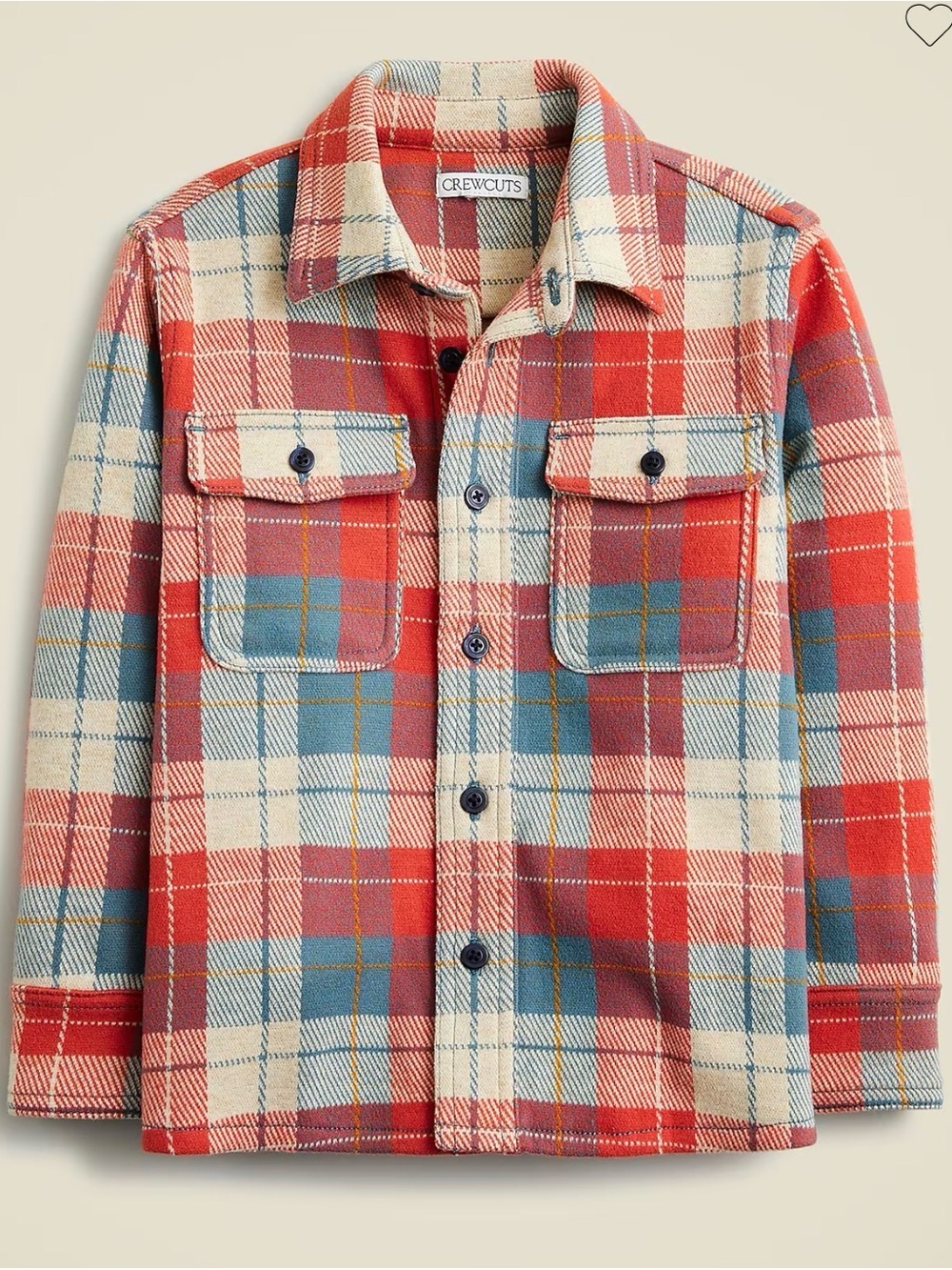 Crewcuts Red, Cream & Blue Plaid Button-Front Shirt Jacket